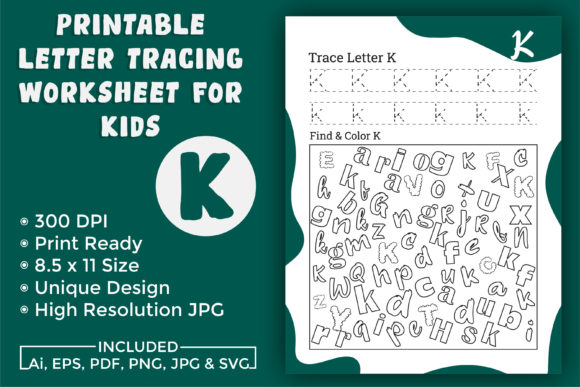 Letter Tracing Worksheet for Kids K: A KDP Interior Guide